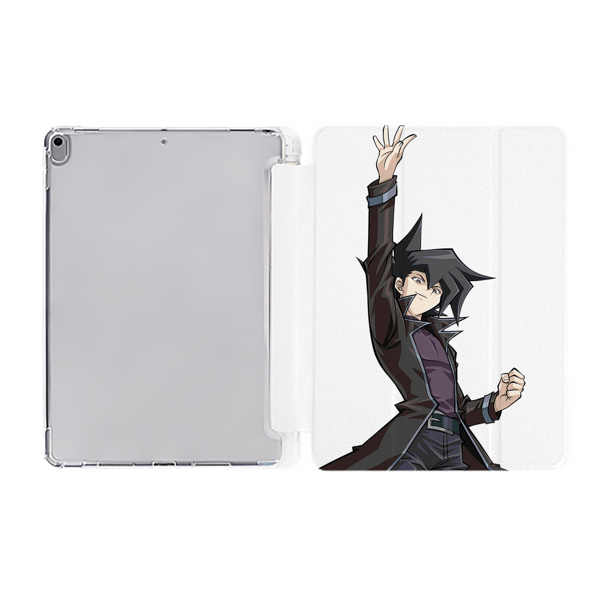 （画像用） 遊☆戯☆王 Yu-Gi-Oh! IPad ケース ペン収納付き 三つ折りスタンド PUレザー×シリコン 対応機種9.5/10.5/10.9インチ